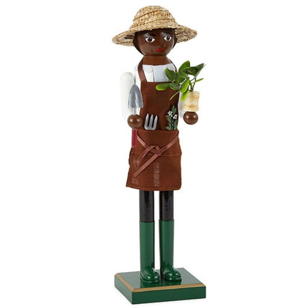 Wooden Christmas Nutcracker,14",AFRICAN AMERICAN FEMALE GARDENER W/PLANTS 664,NP